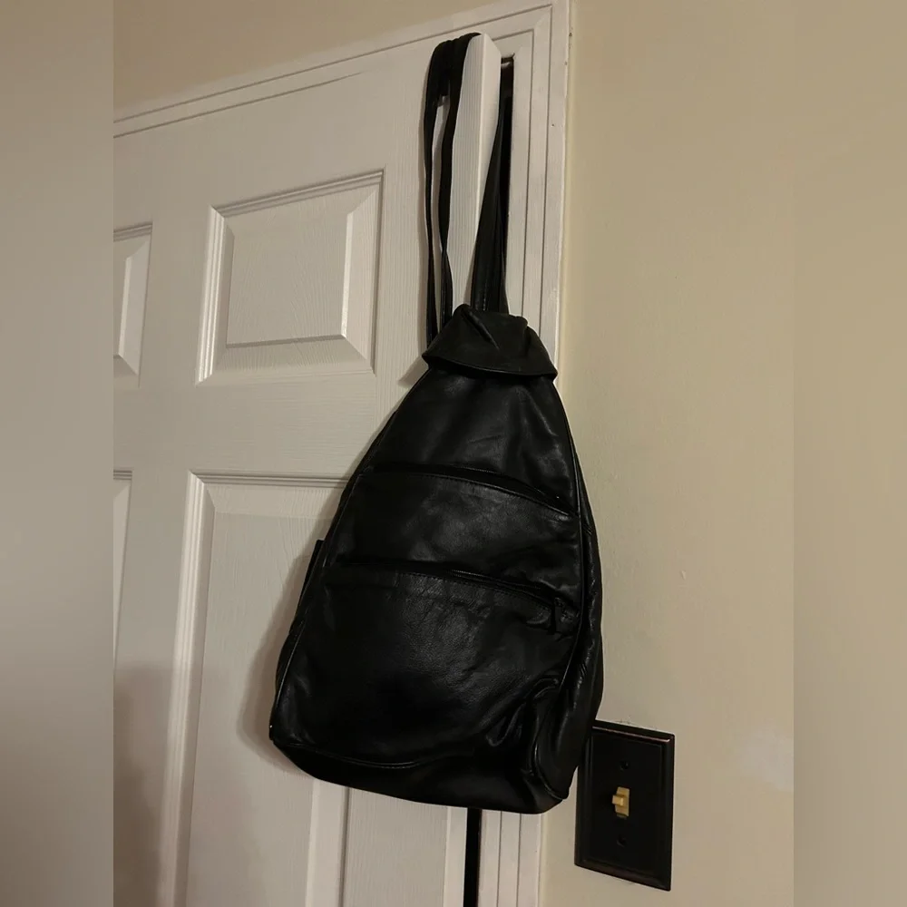 Black Leather Backpack
